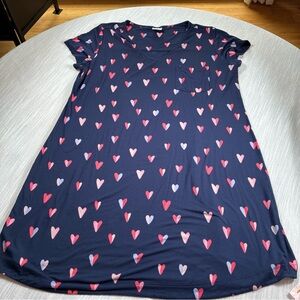 Soma Large One Size Navy  with hearts soft sleep shirt Rayon & Spandex